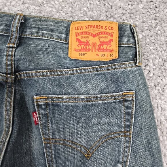 Levis 559 Jeans Mens 30x30 (Fits 29x27.5) Blue Relaxed Straight Denim Skater - Picture 8 of 13